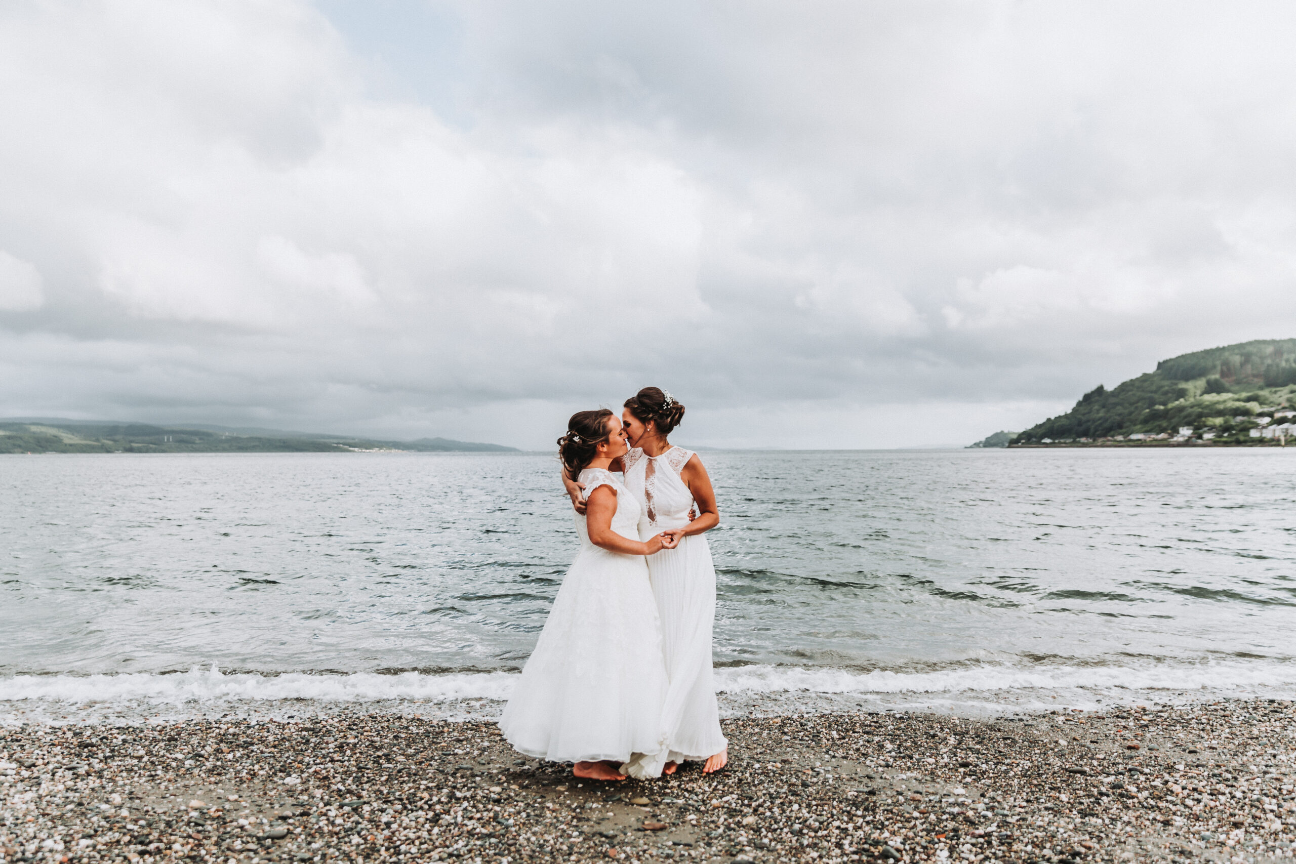 two brides on scottish beach