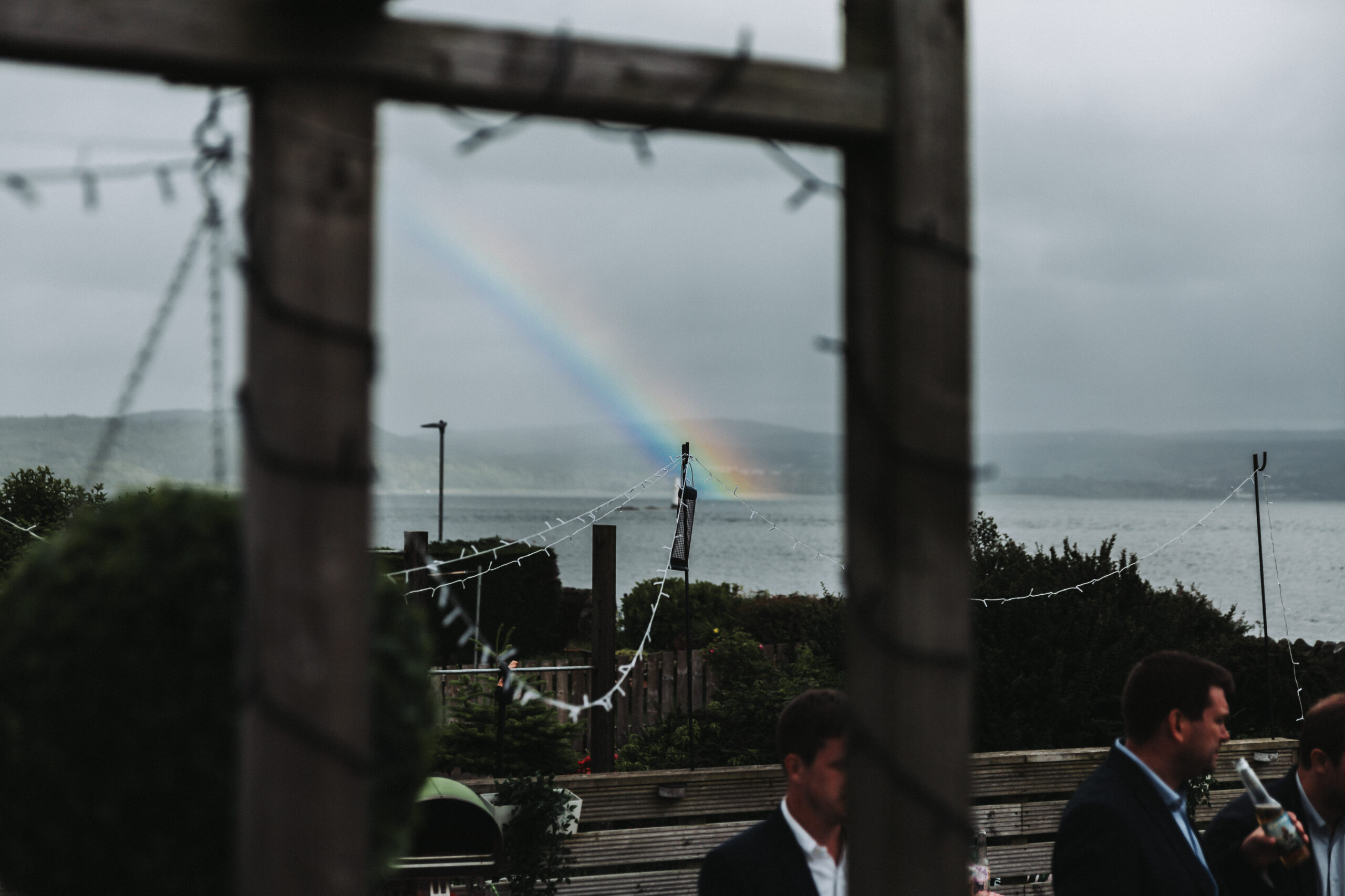 rainbow in the sky at lgbtq+ scotland wedding