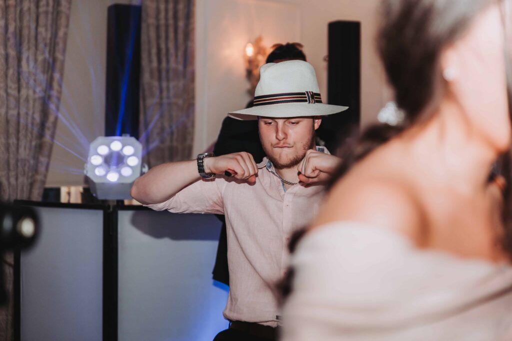 guest dancing at careys manor wedding