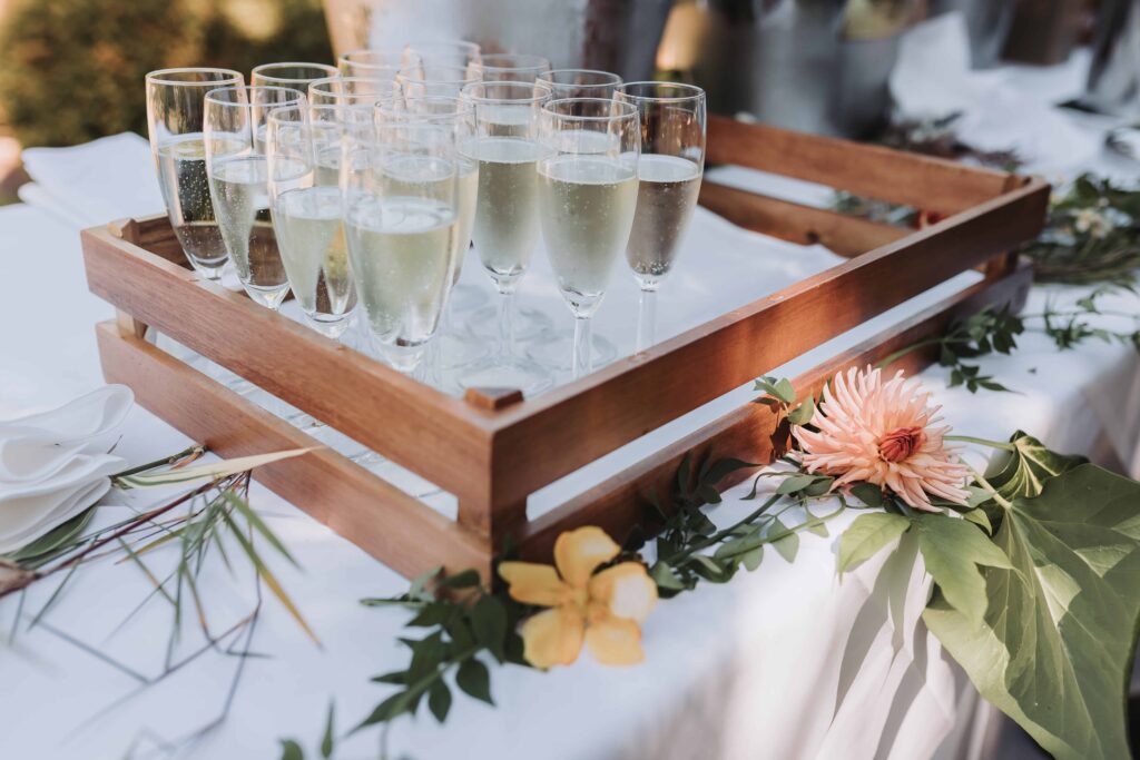 champagne at careys manor wedding