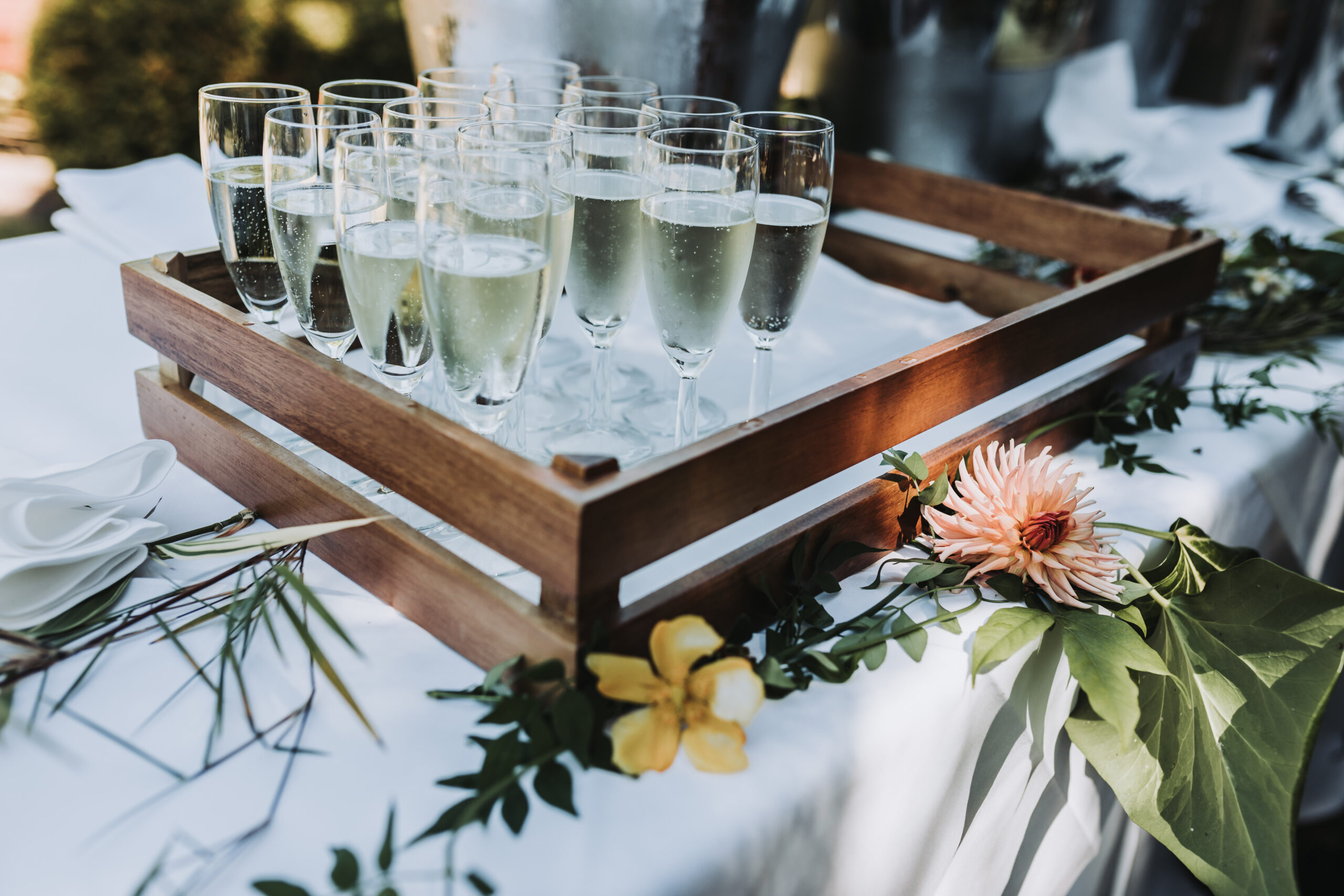 champagne at careys manor wedding