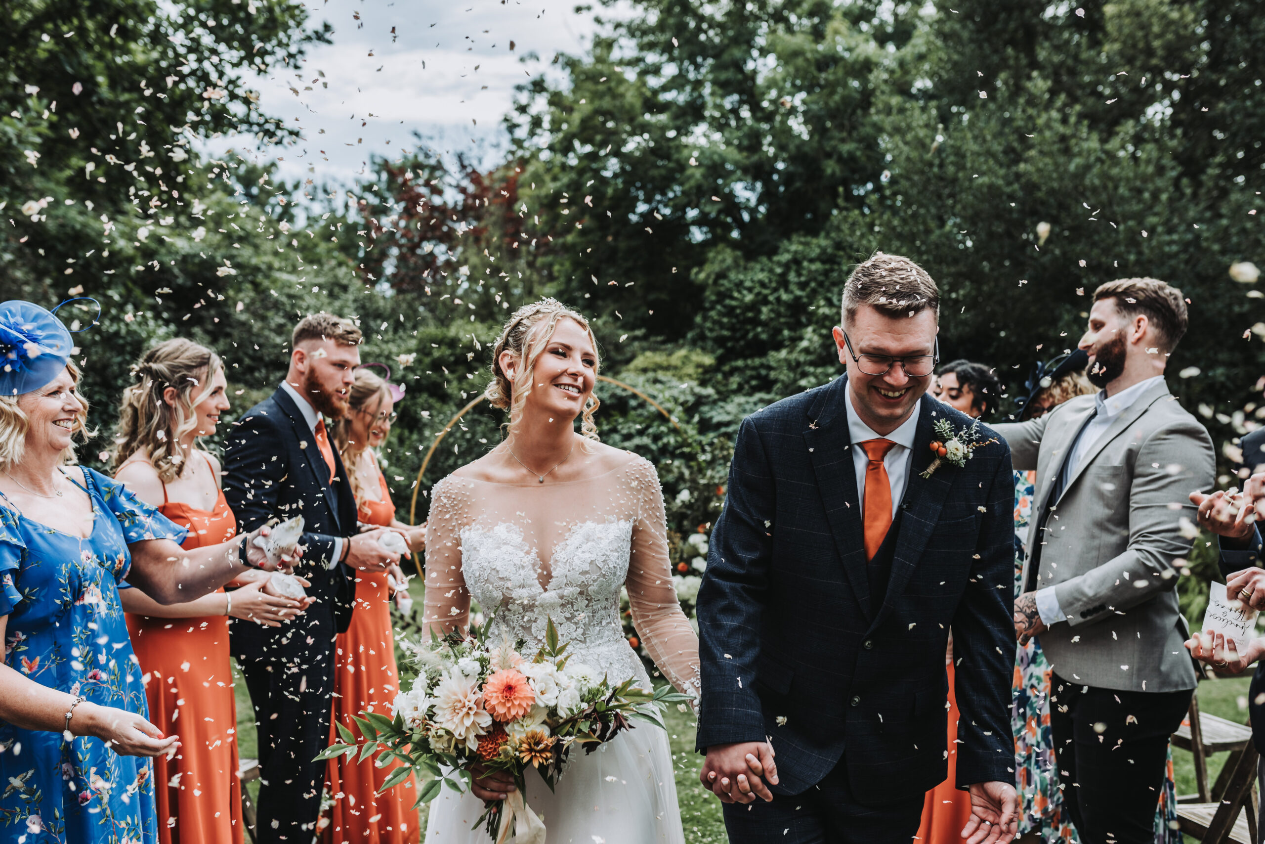 confetti photo at intimate cornish wedding