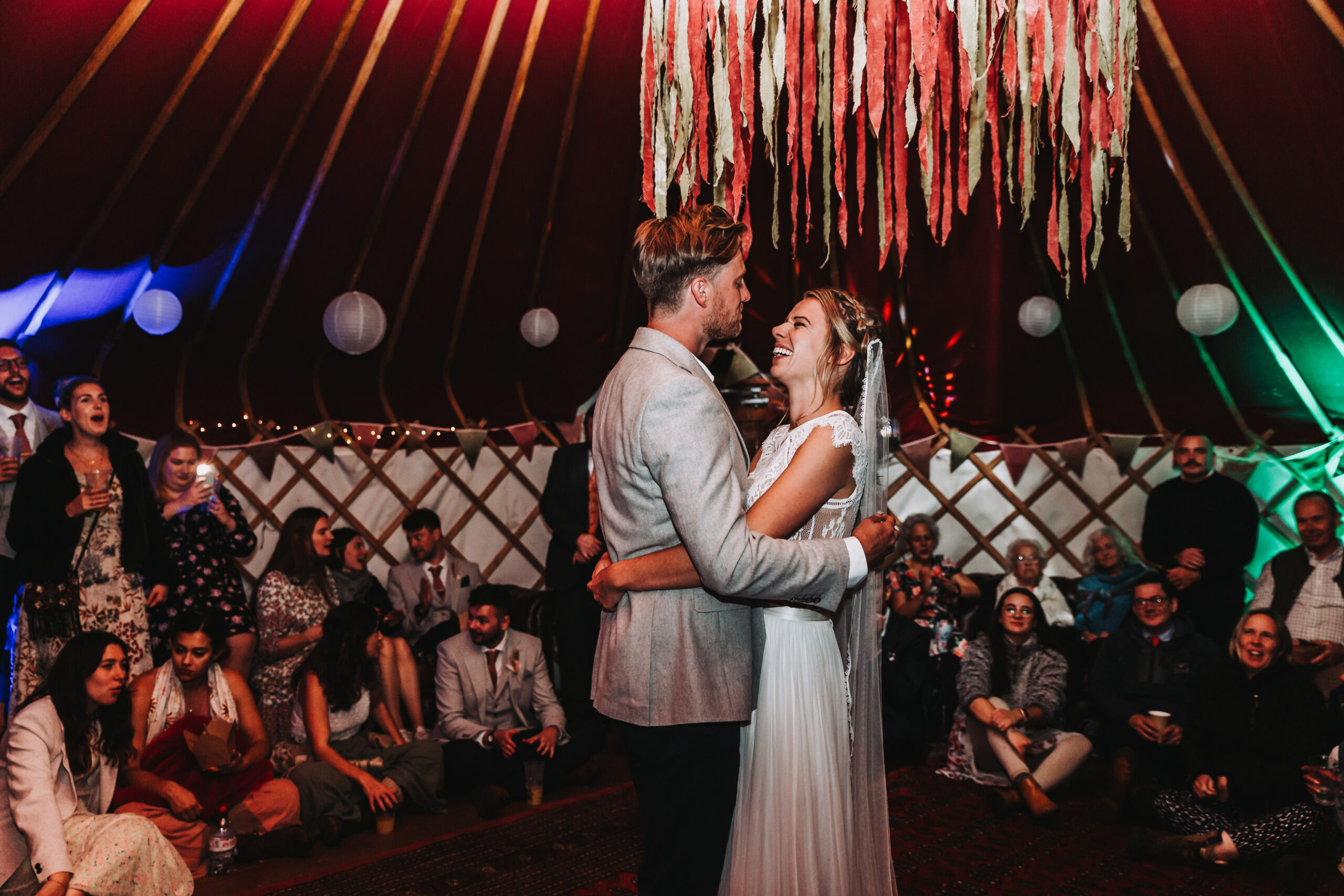 first dance in wedding yurt