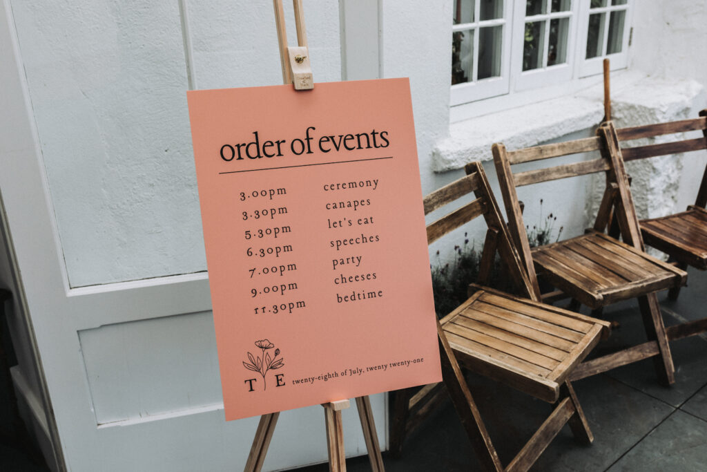 wedding timeline at Treseren
