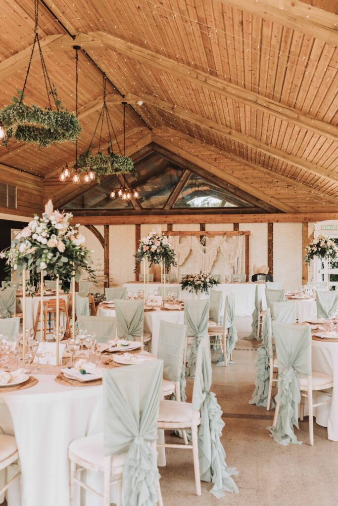 wedding breakfast set up at chycara wedding