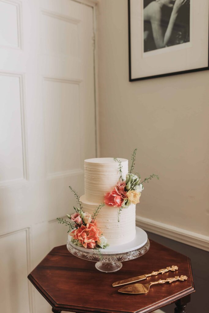 cake in wedding room at treseren