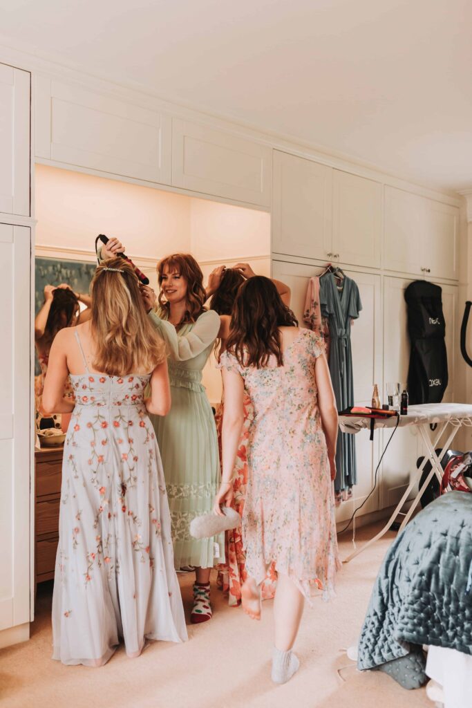 bridesmaids getting ready for bristol wedding