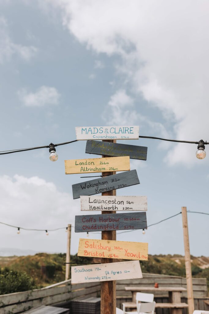 sign post at lgbtq wedding