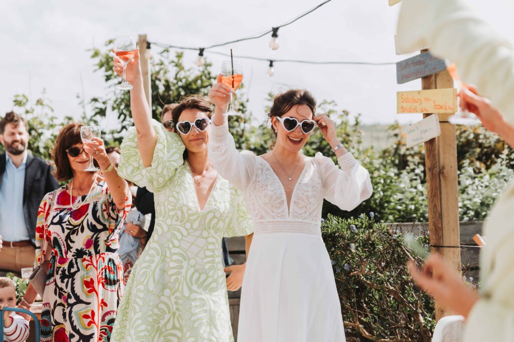 brides cheering after speeches