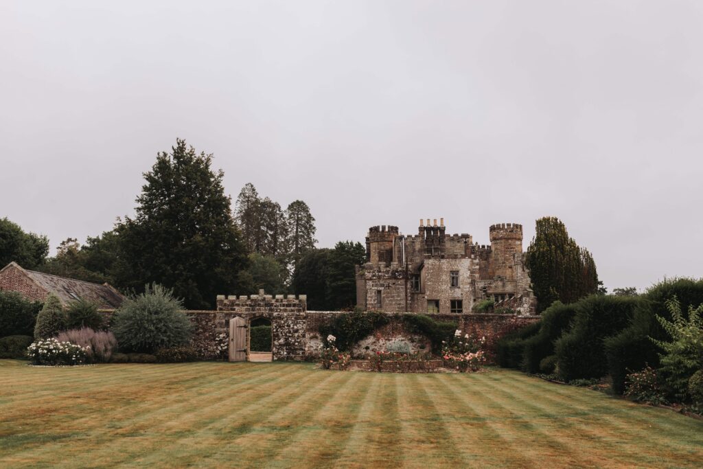 side view of wadhurst castle wedding