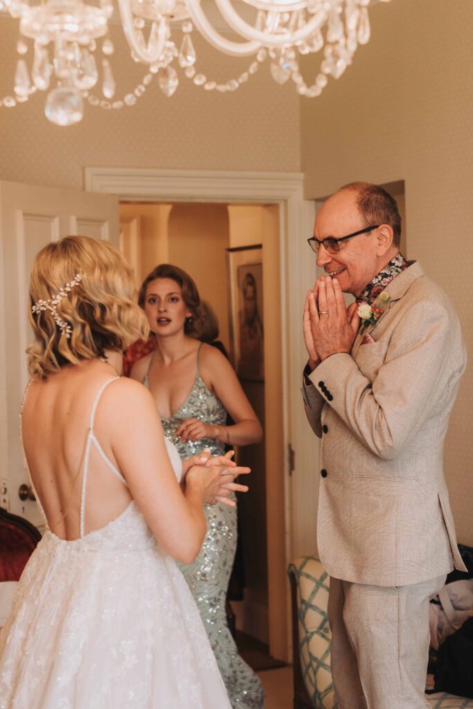 wedding day first look with dad