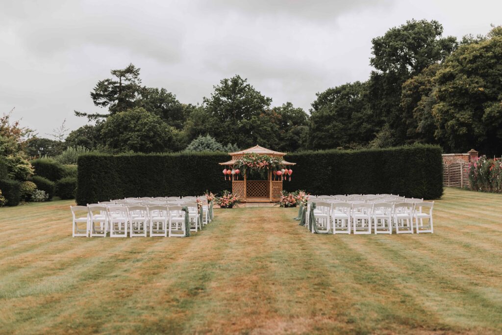 ceremony set up at wadhurst castle wedding