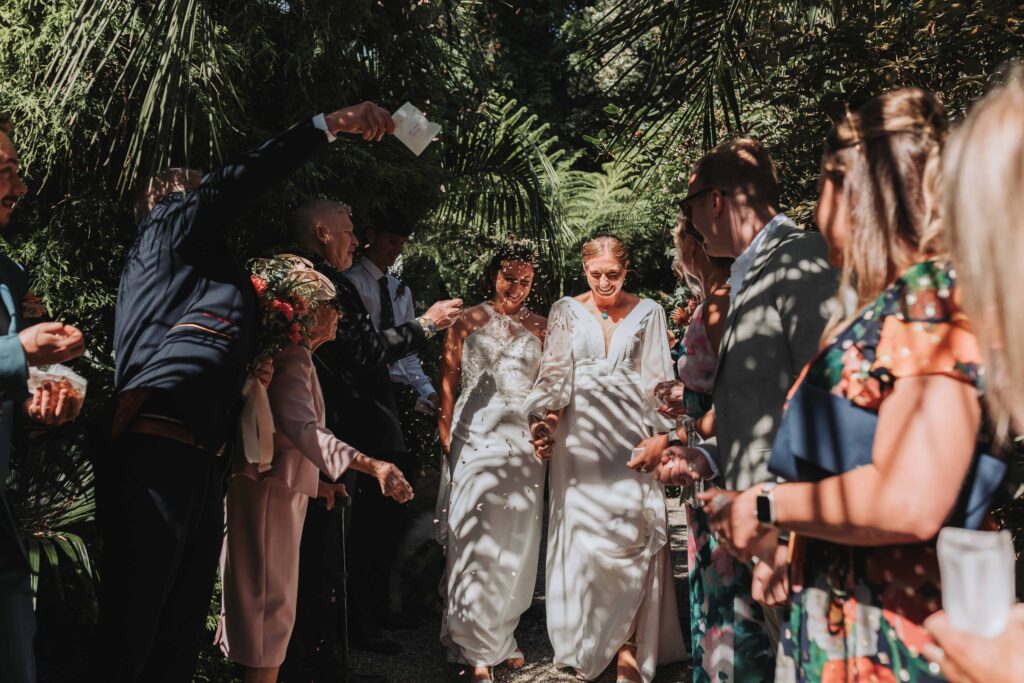 confetti moment at cornwall lgbtq+ wedding