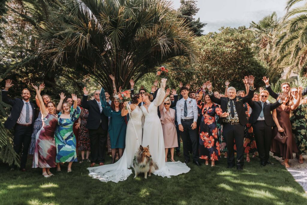 group photo at cornwall lgbtq+ wedding