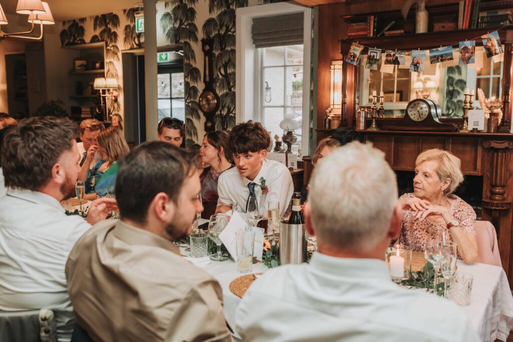 guests talking during wedding breakfast