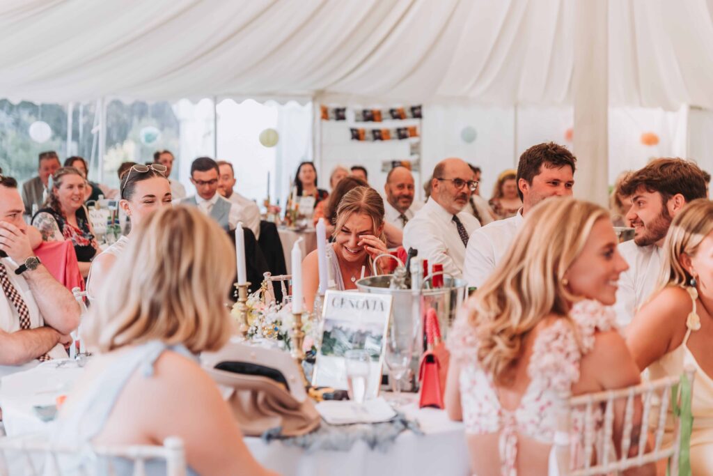 bridesmaid crying during speeches