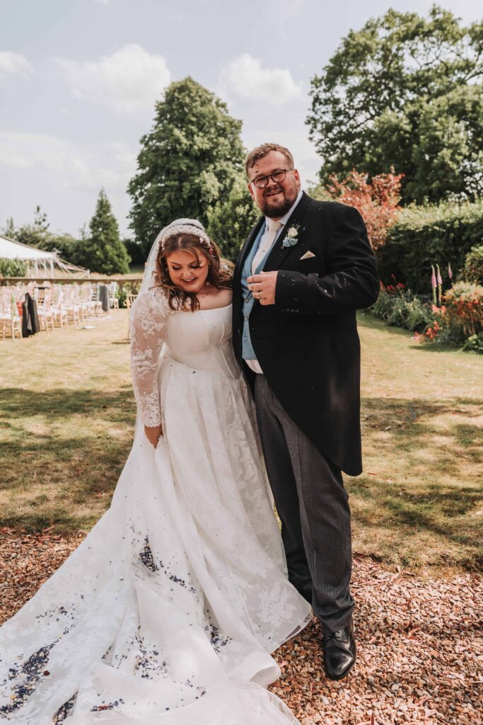 bride and groom at norfolk garden wedding