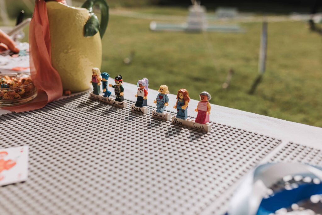 lego characters at norfolk garden wedding