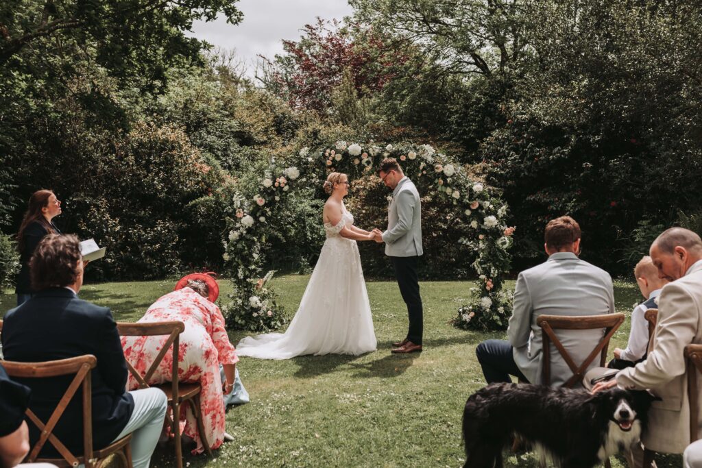bride and groom at treseren wedding ceremony