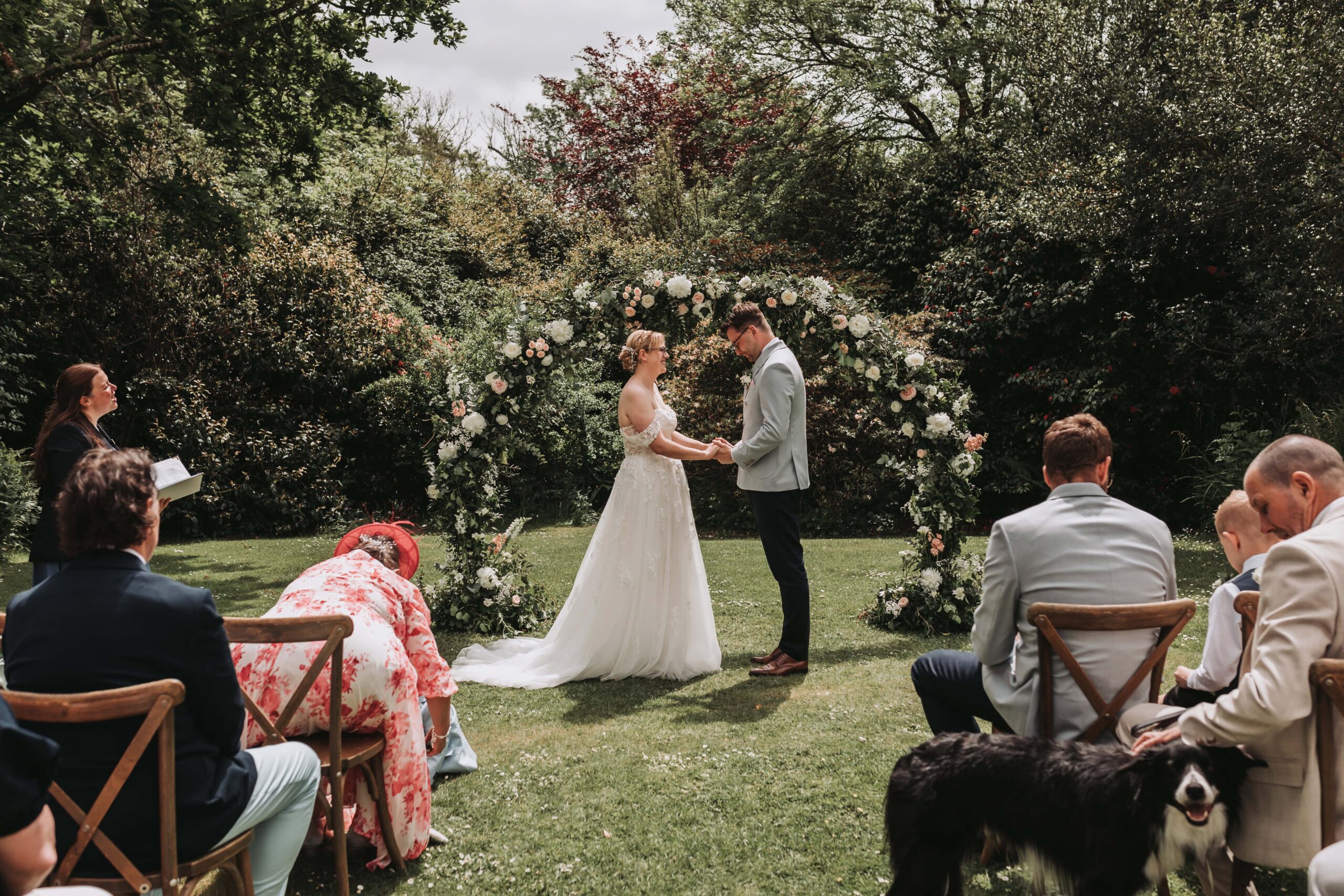 bride and groom at treseren wedding ceremony