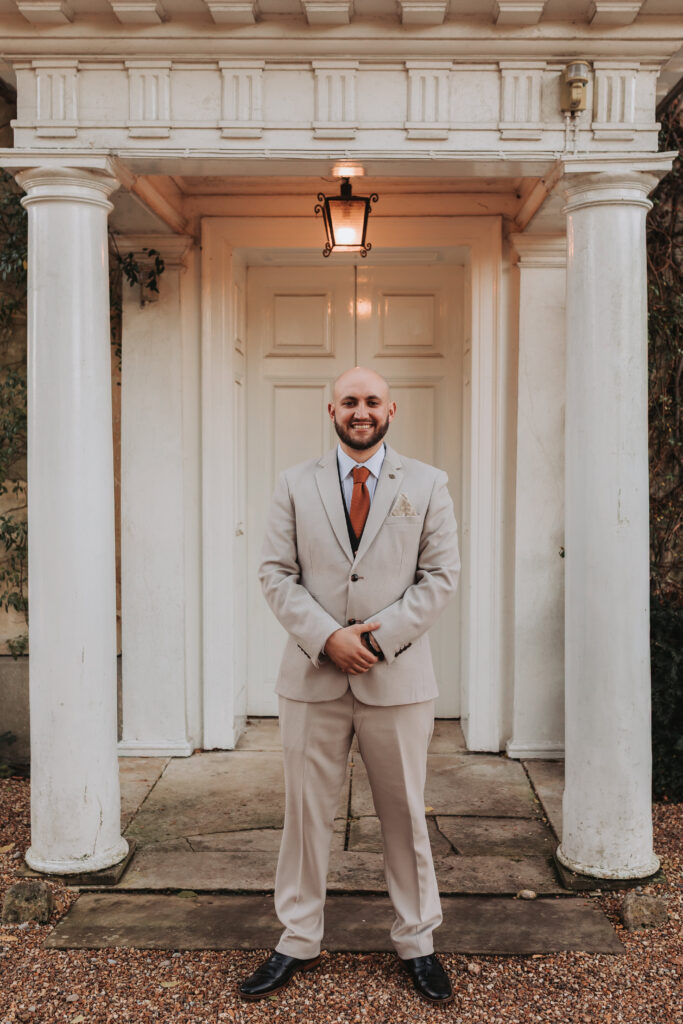 groom stood outside northbrook park