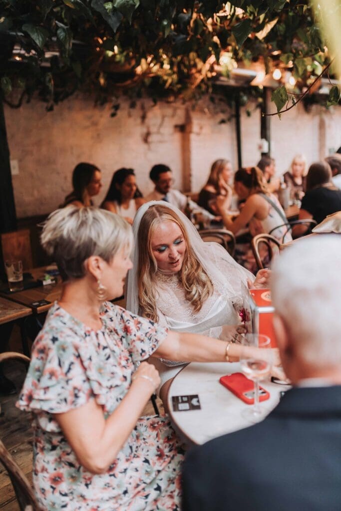 bride mingling with guests