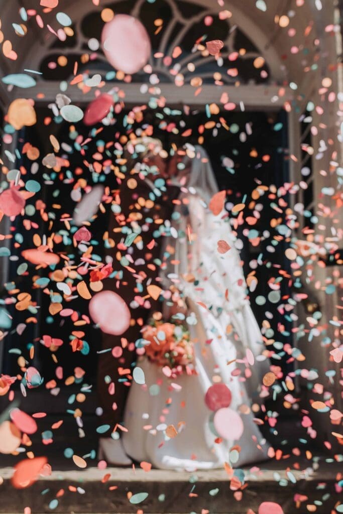 confetti moment outside chelsea old town hall