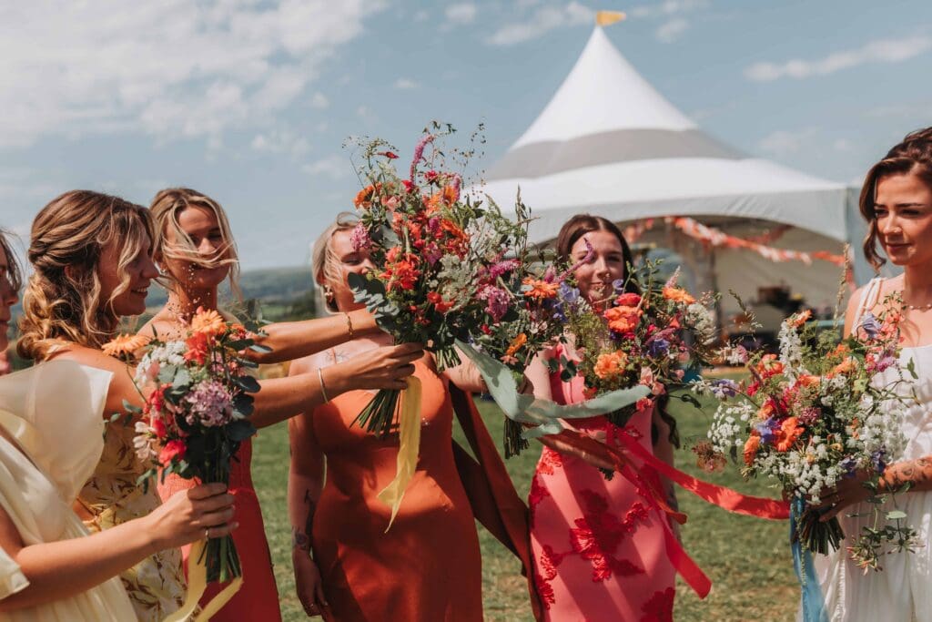 bridesmaids bouquets together