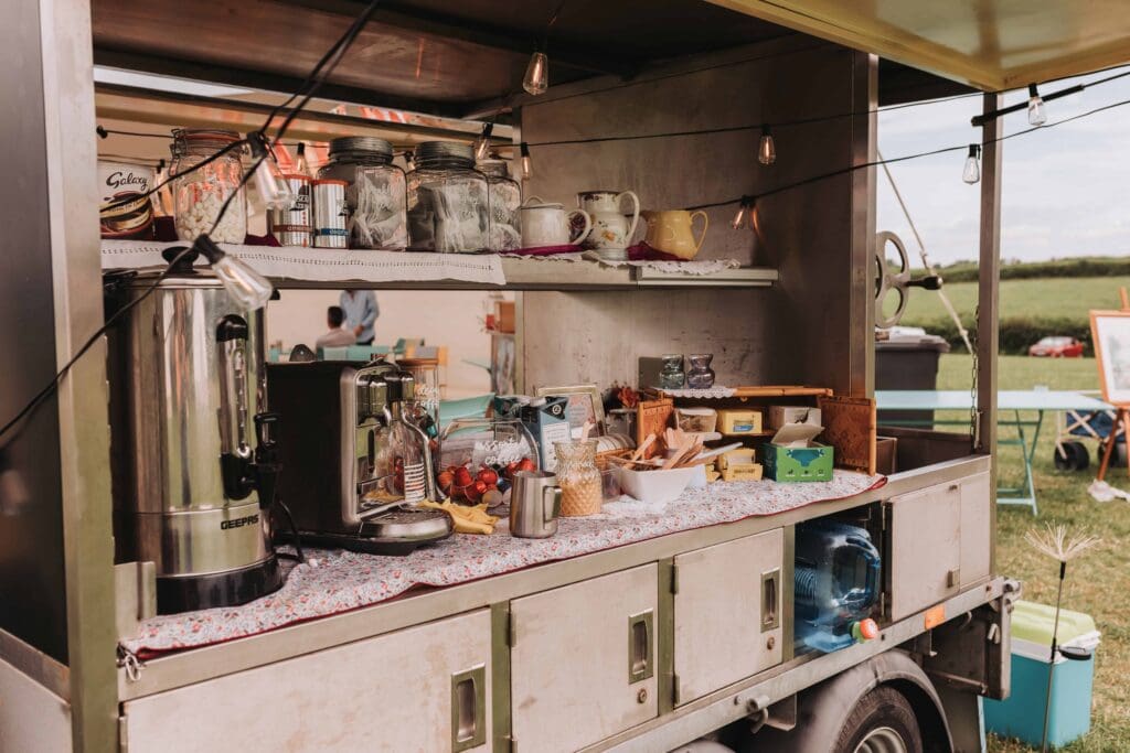 coffee cart at wedding